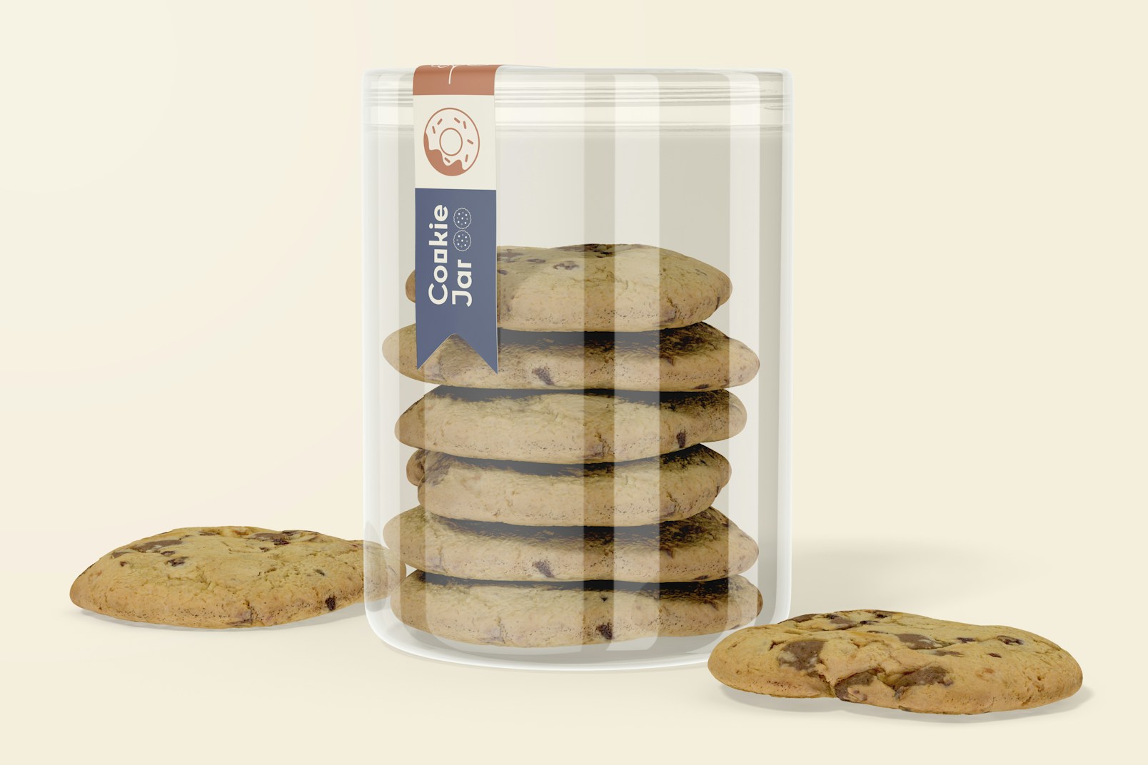 Cylindrical Cookie Jar Mockup, Front View
