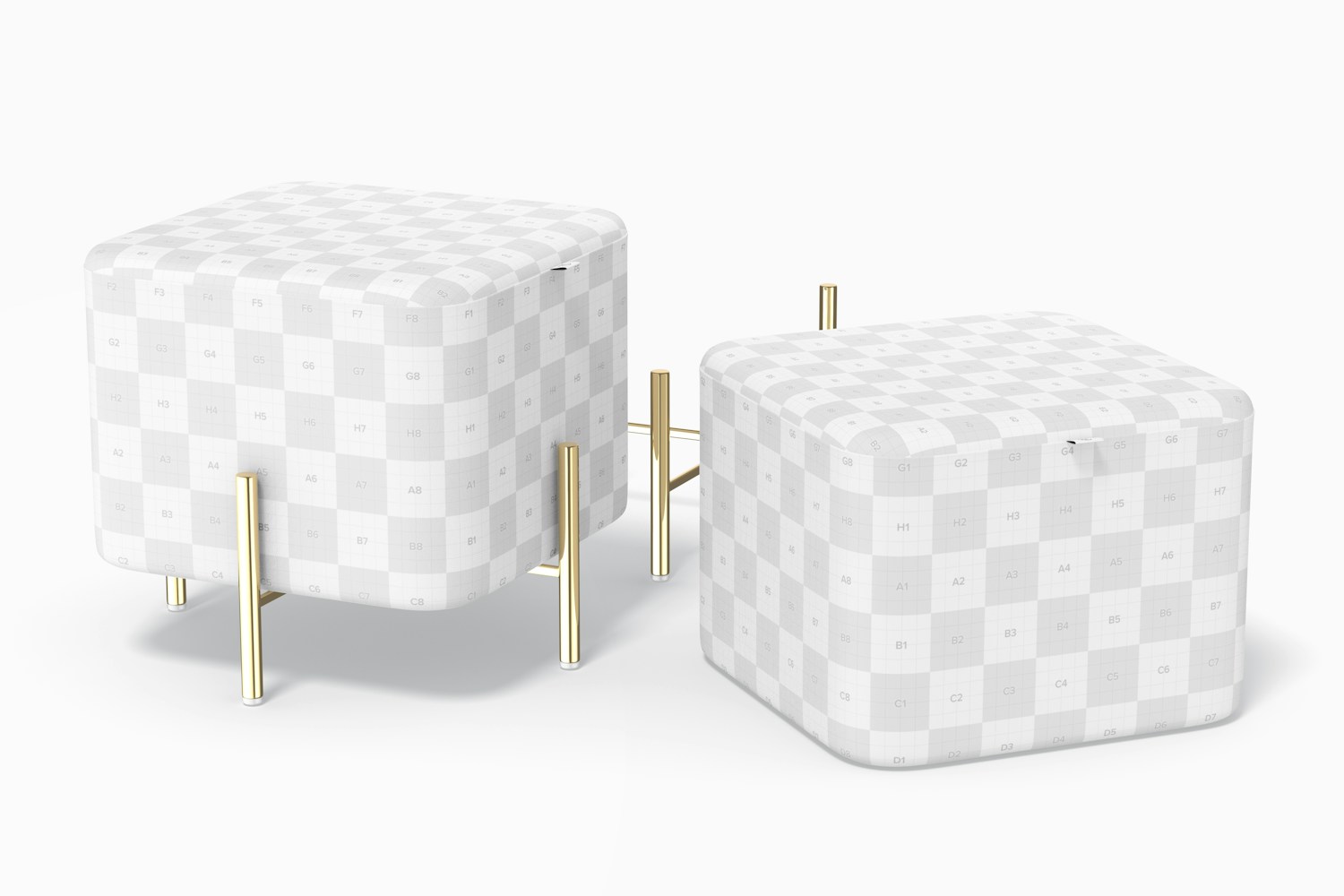 Square Poufs Mockup, Right View