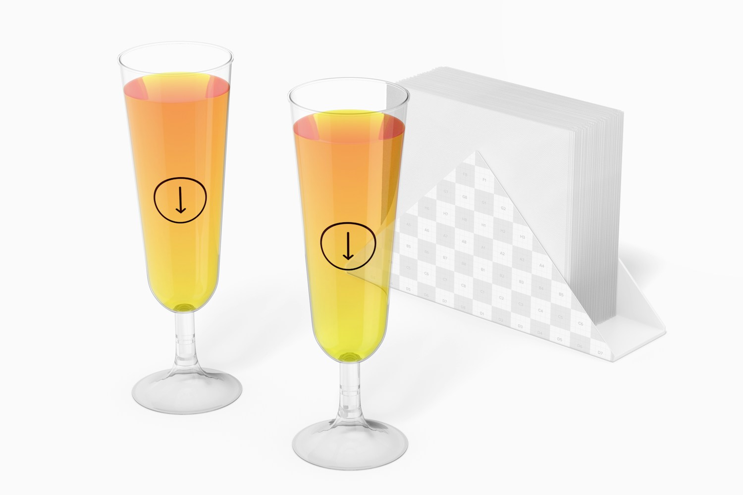 Plastic Cocktail Glasses Mockup, with Napkins