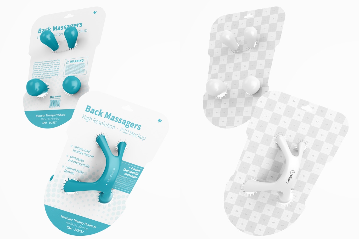 Back Massagers on Blister Mockup, Front and Back View Back Massagers on Blister Mockup, Front and Back View