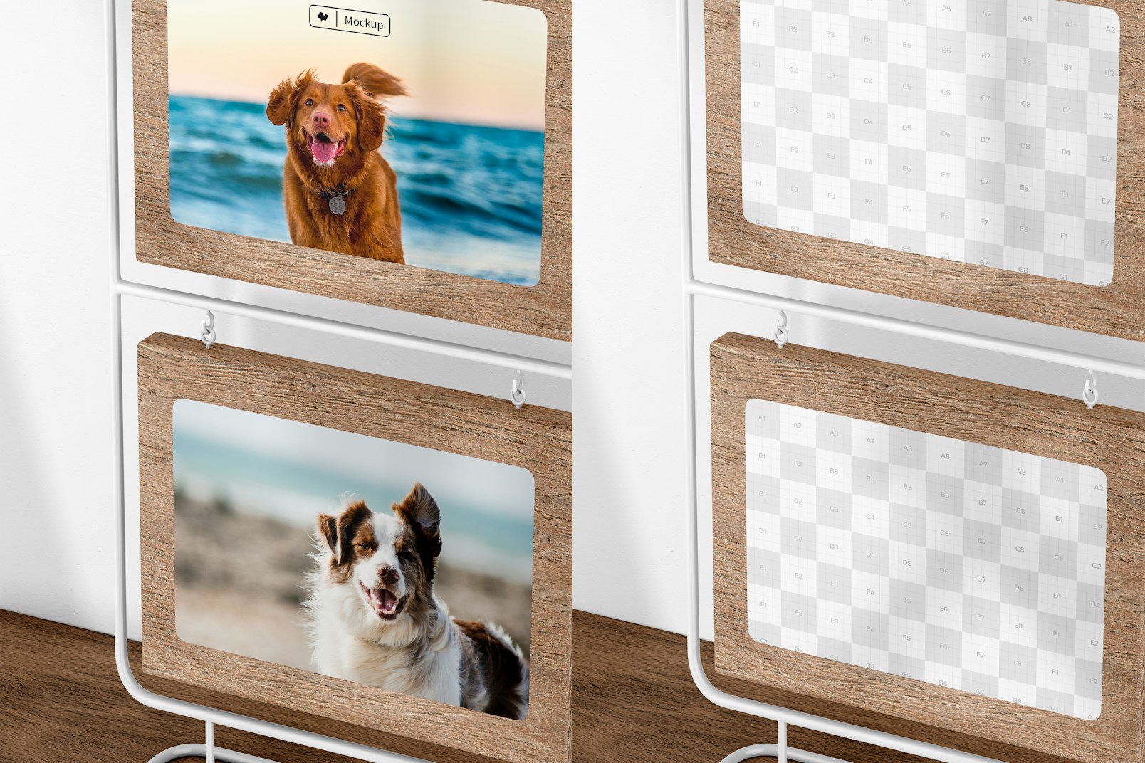 Vertical Photo Frame Stand Mockup, Close Up