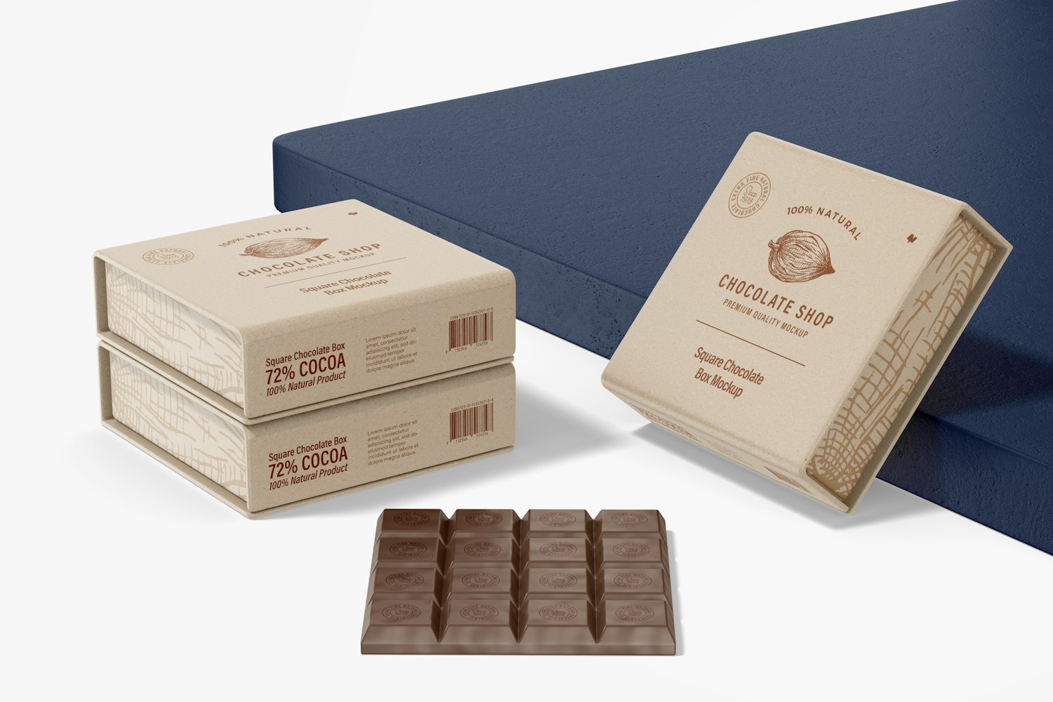 Maqueta de Cajas Cuadradas para Chocolate