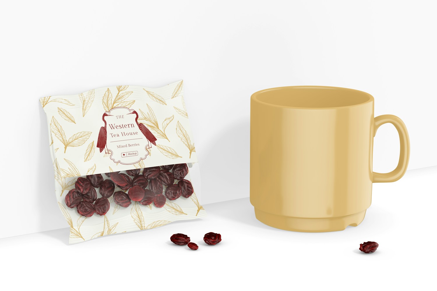 Tea Bag with Dried Fruit with Cup Mockup