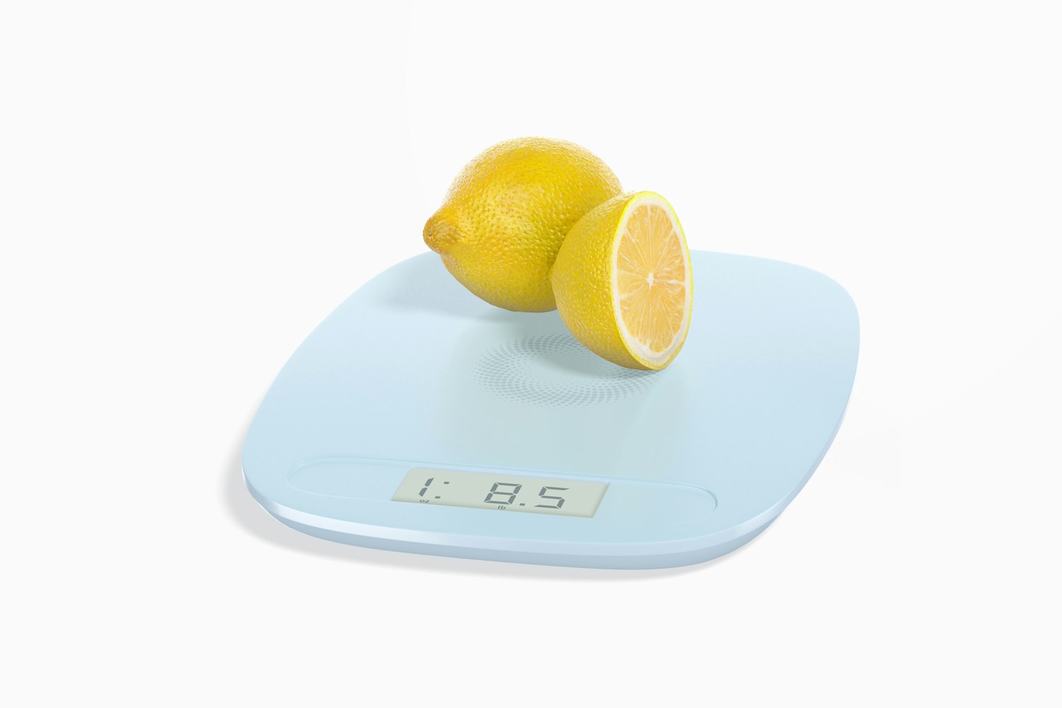 Digital Kitchen Scale Mockup with Lemons Digital Kitchen Scale Mockup with Lemons