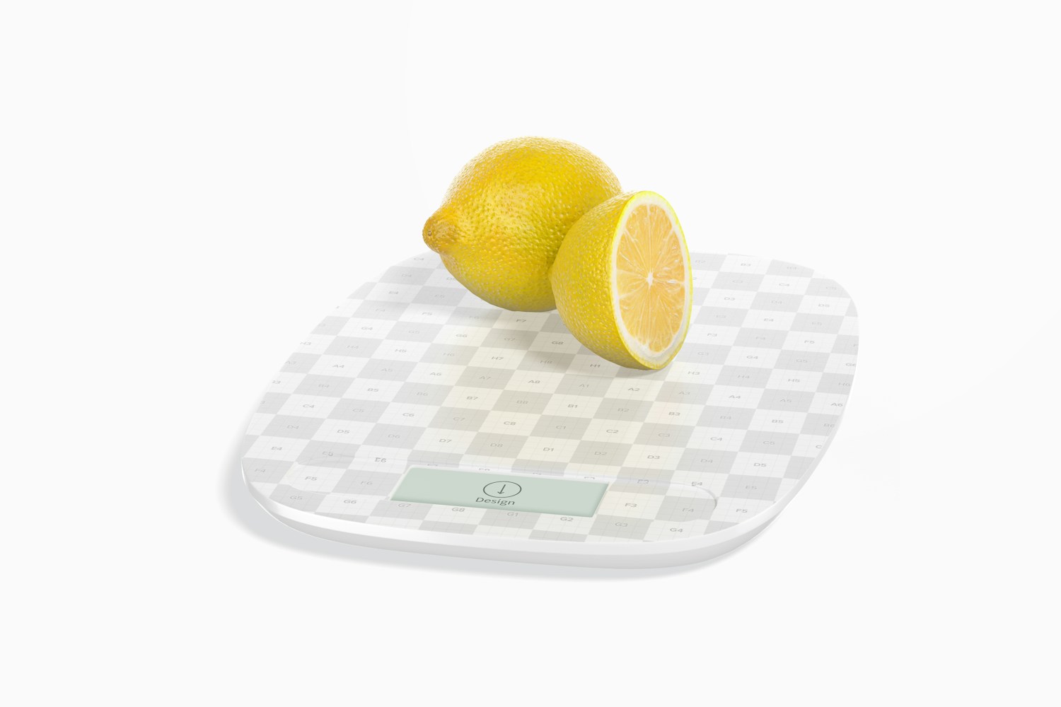 Digital Kitchen Scale Mockup with Lemons