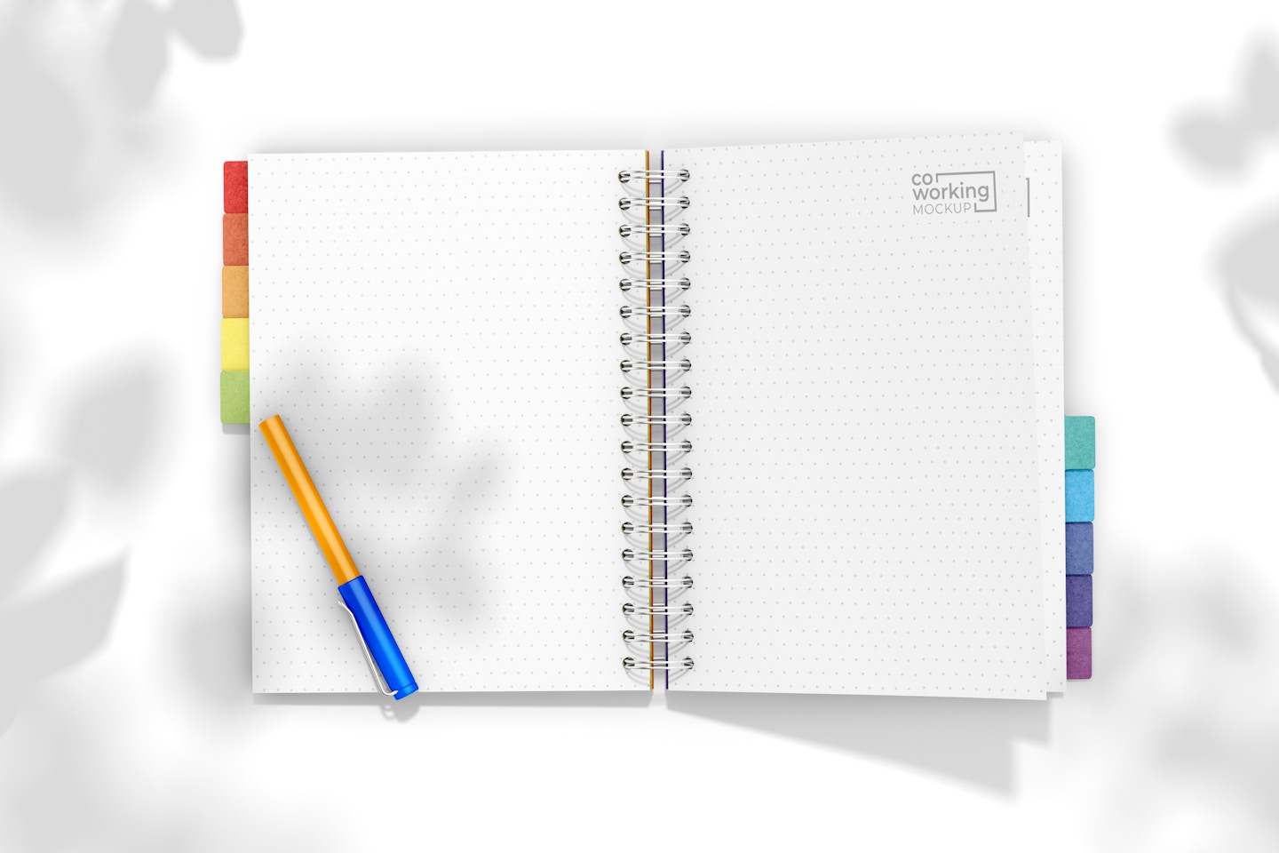 Notebook with Dividers Mockup, with Pen