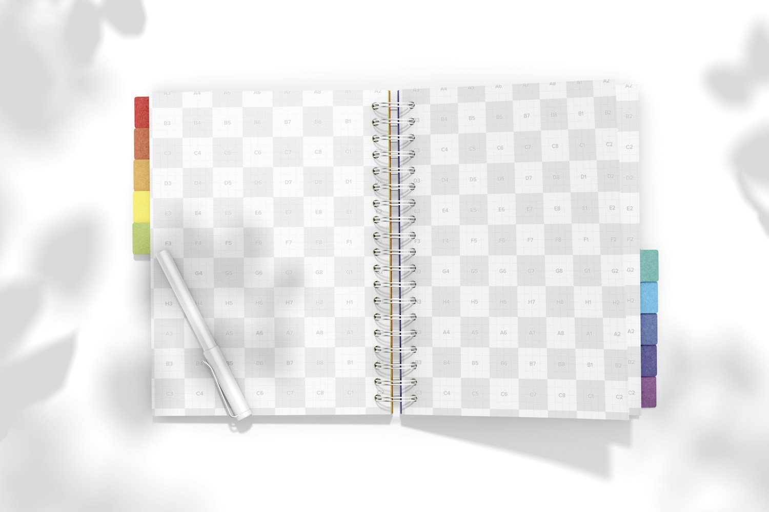 Notebook with Dividers Mockup, with Pen