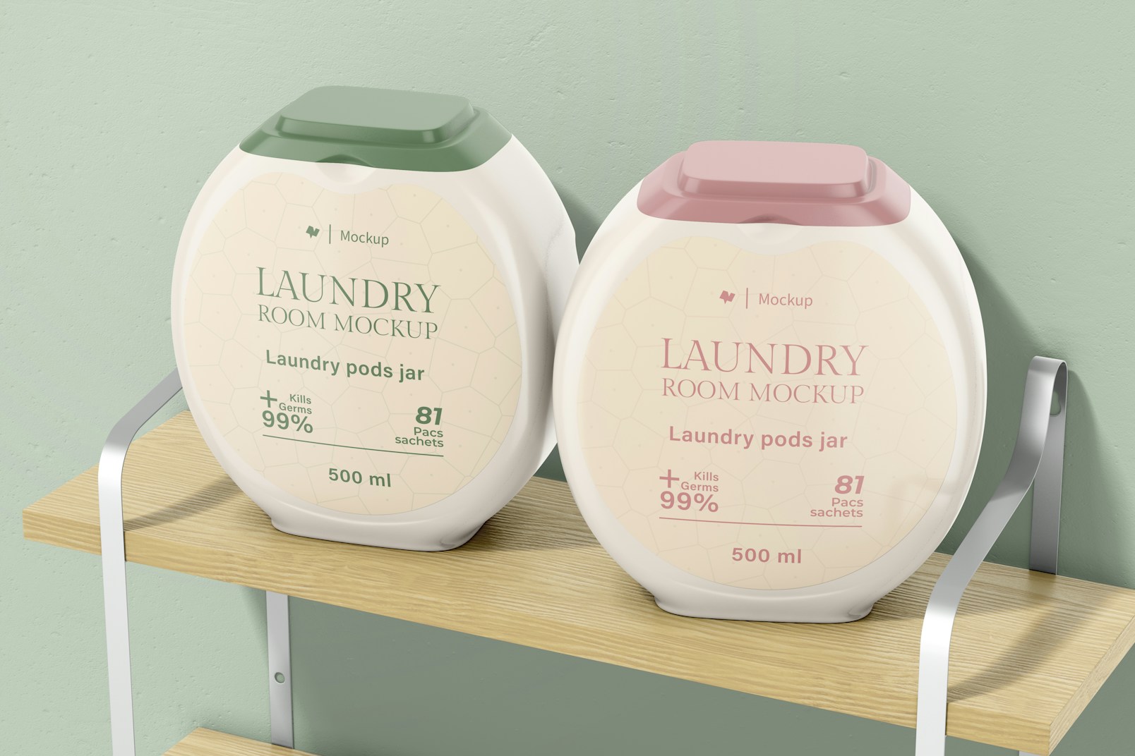 Laundry Pods Jars Mockup, Perspective