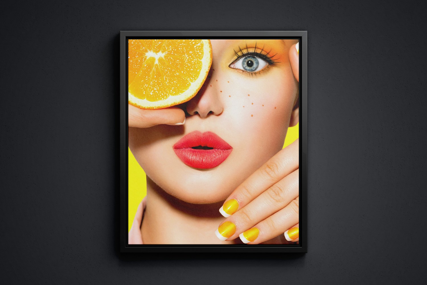 5:6 Portrait Canvas Mockup in Floater Frame, Front View
