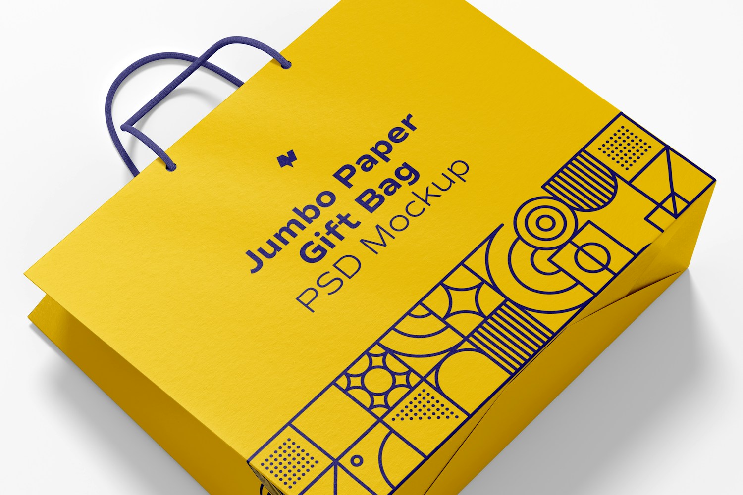 Jumbo Paper Gift Bag With Rope Handle Mockup, Close Up Jumbo Paper Gift Bag With Rope Handle Mockup, Close Up