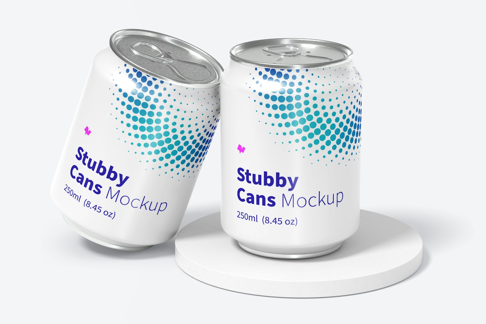 250ml Stubby Cans Mockup, Leaned