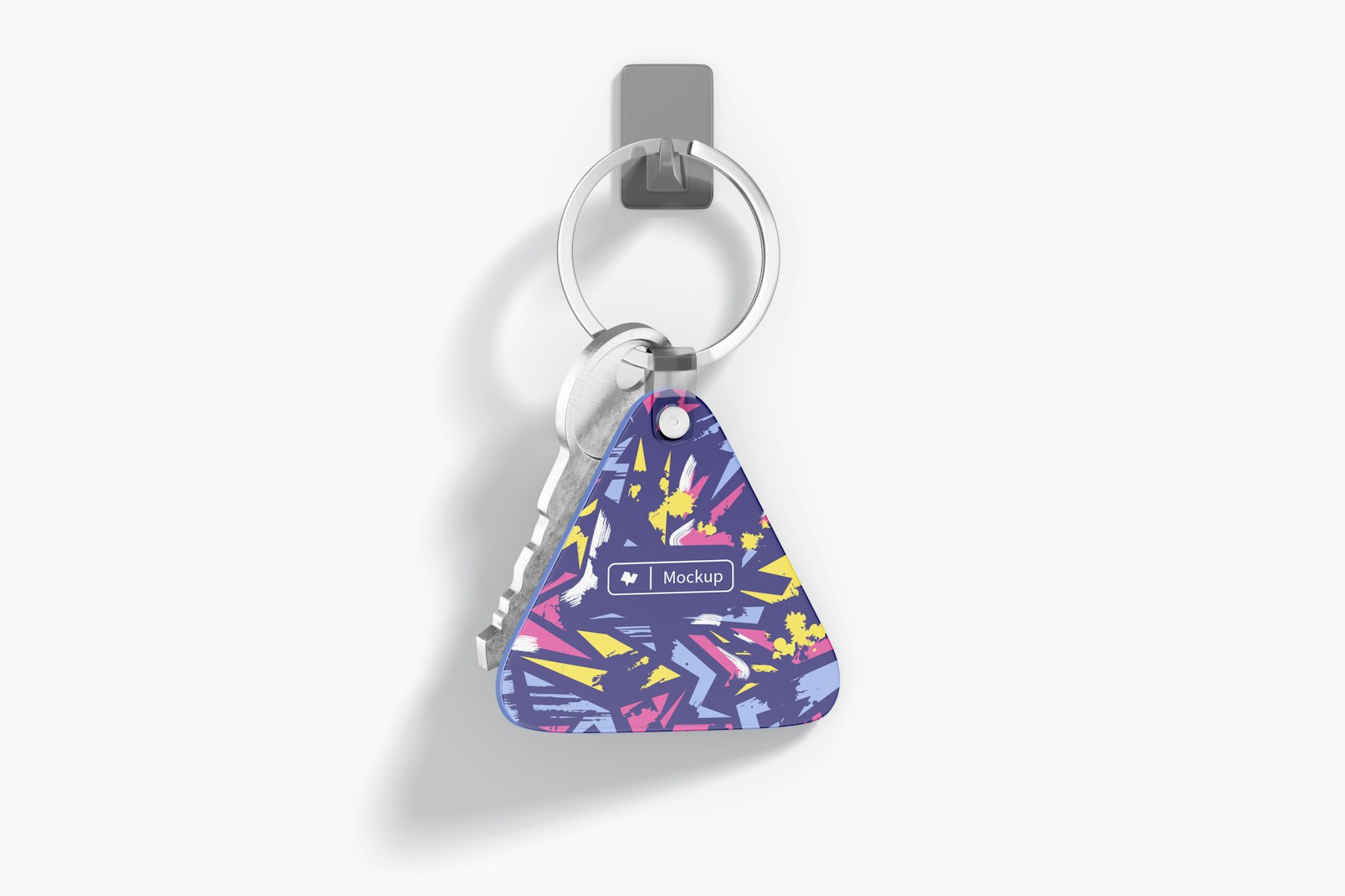Triangle Shaped Keychain Mockup, Hanging