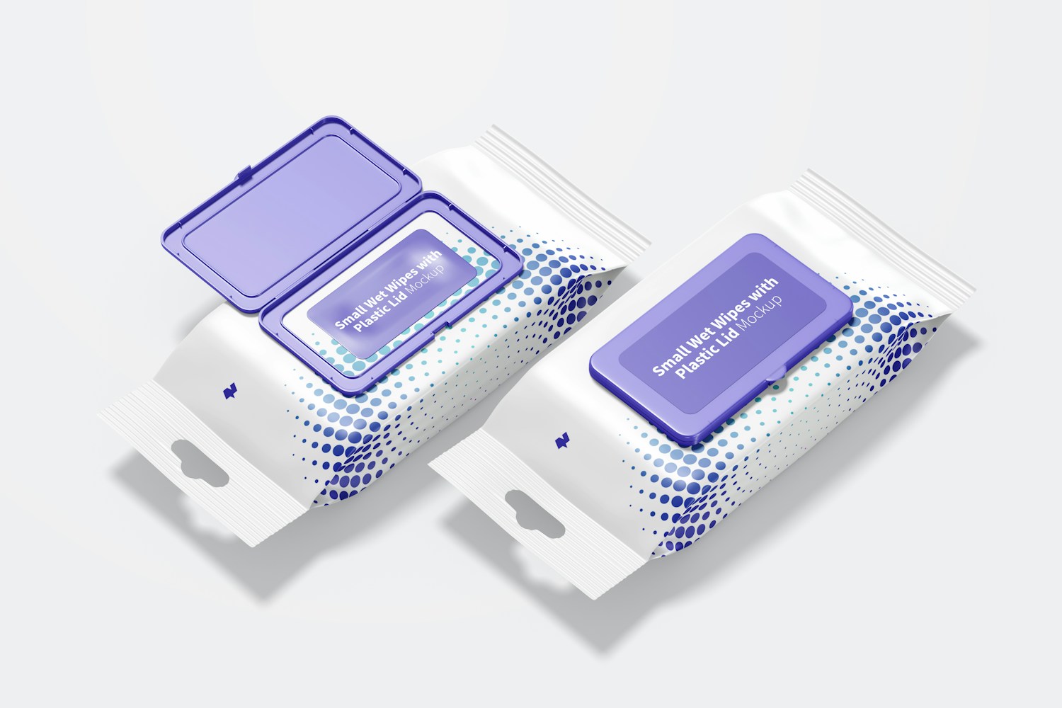 Small Wipes with Plastic Lid Packaging Mockup, Perspective