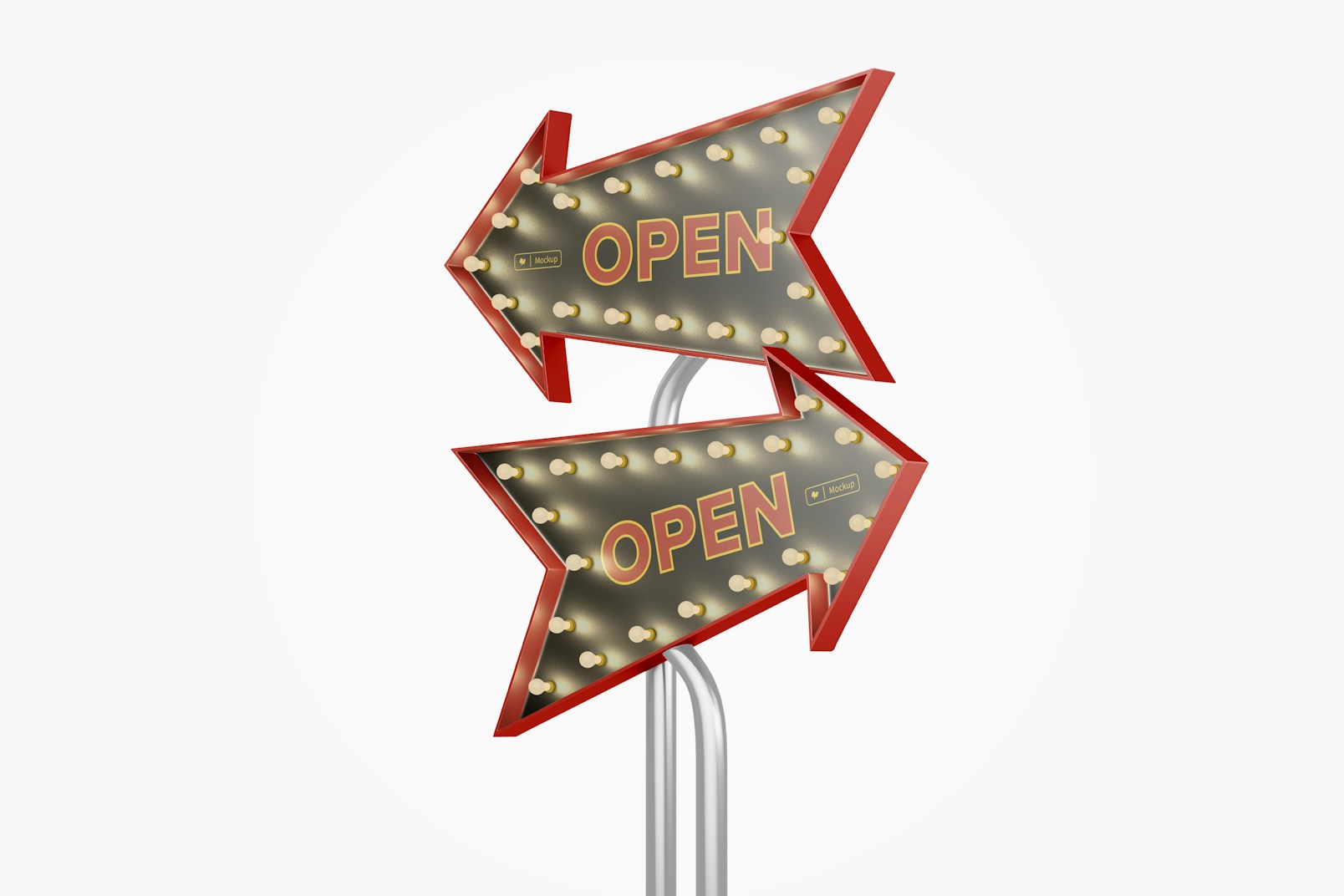 Luminous Arrow Promotional Signs on Stand Mockup