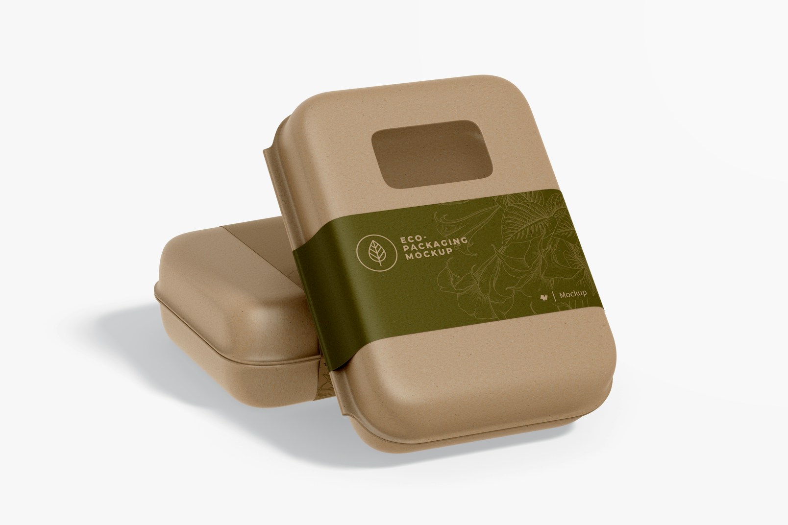 Compostable Food Container with Window Mockup, Leaned