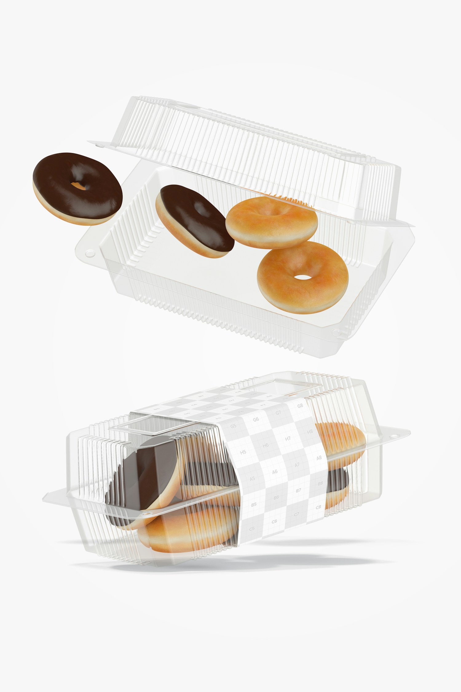 Clear Disposable Dessert Boxes Mockup, Falling