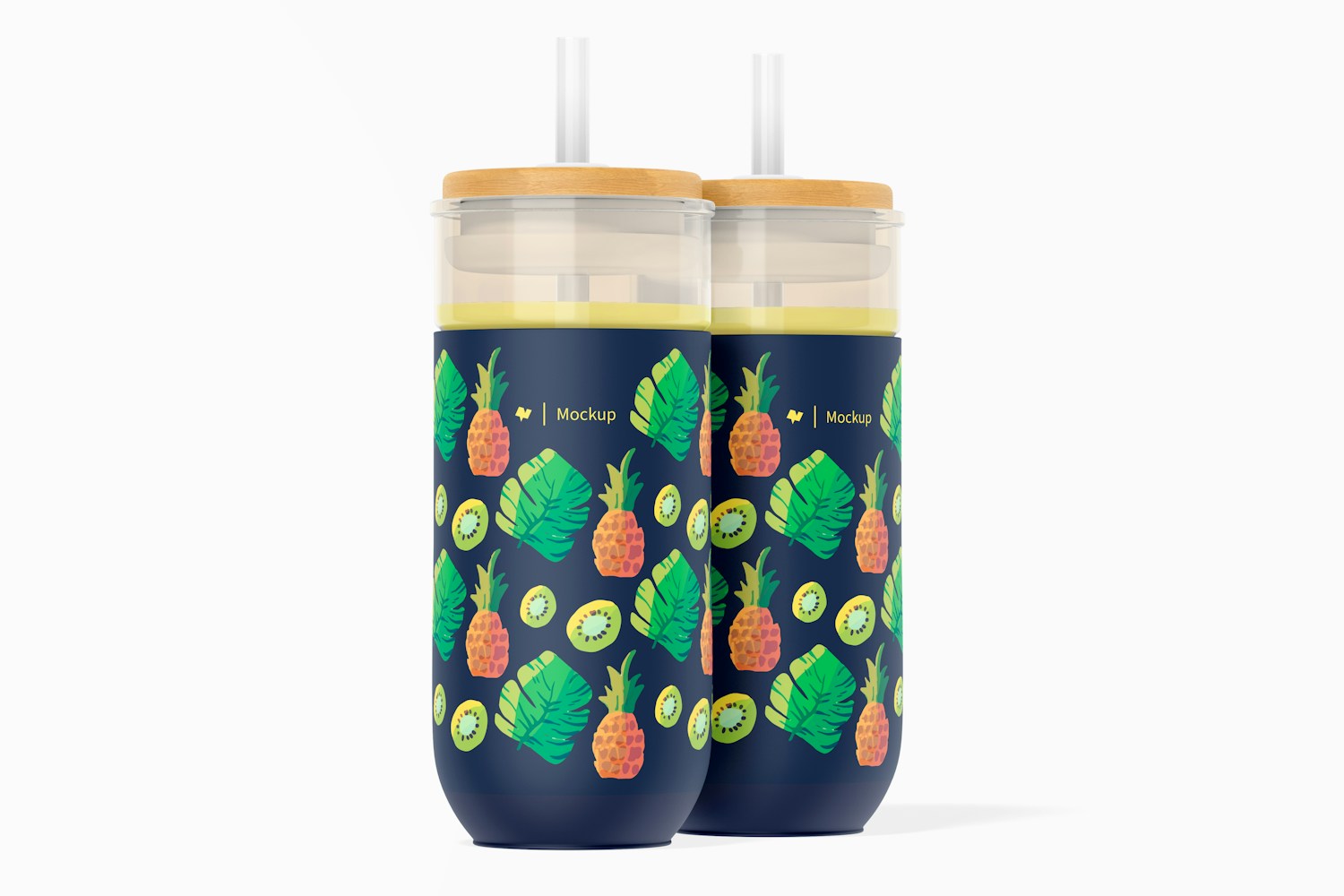 Smoothie Cups with Silicone Sleeve Mockup