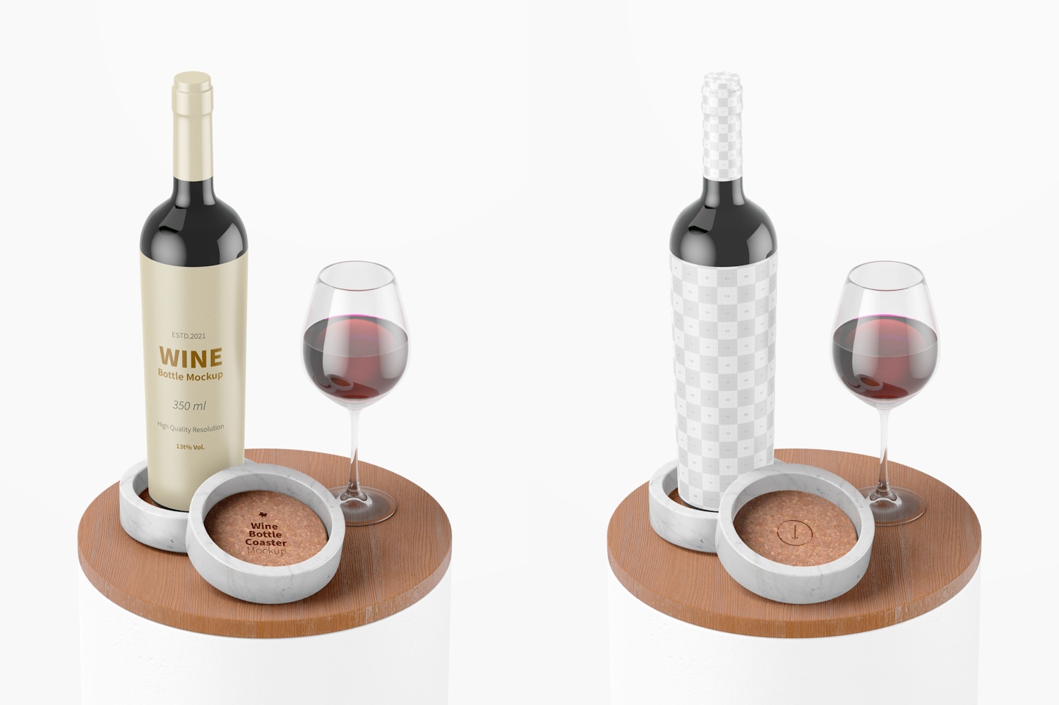 Wine Bottle Coaster Mockup