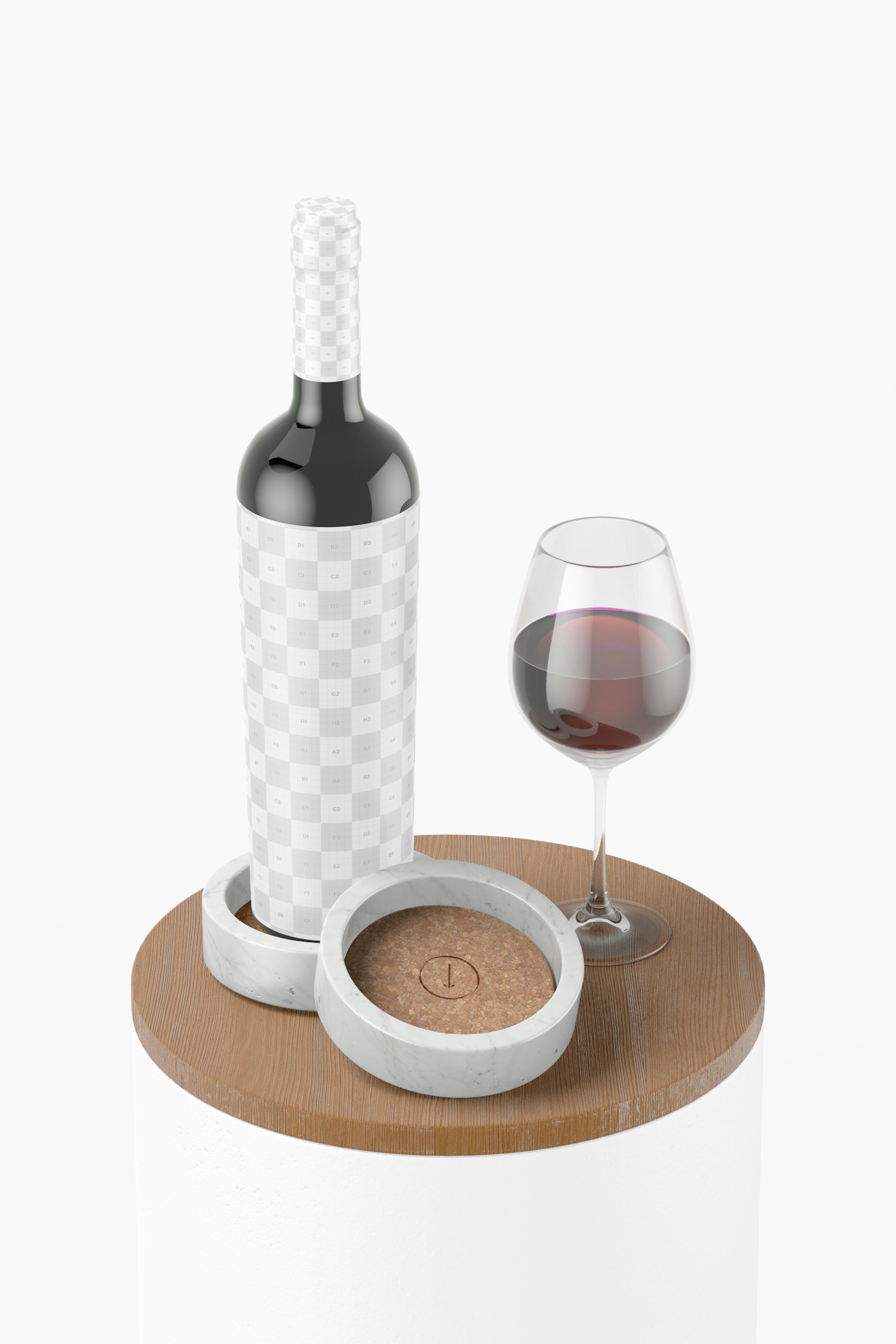 Wine Bottle Coaster Mockup