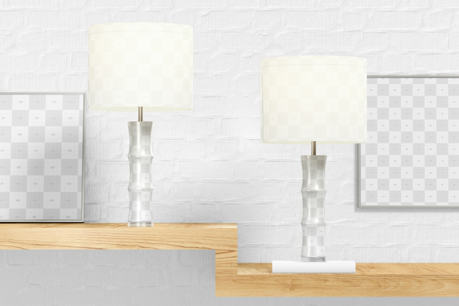 Bamboo Shape Ceramic Table Lamps Mockup