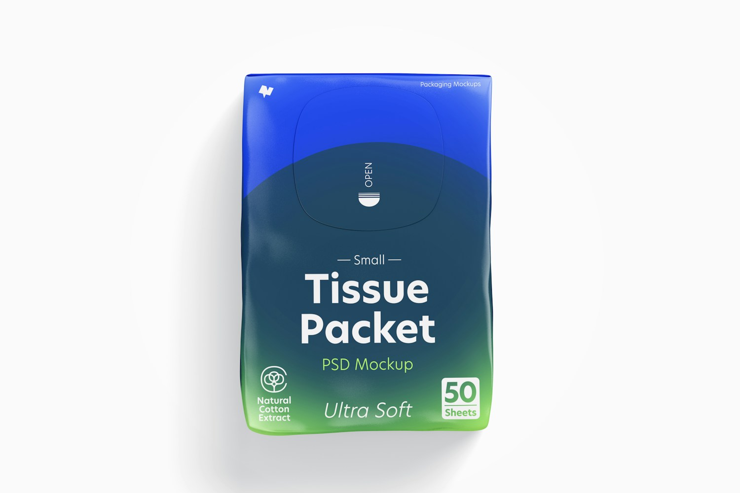 Small Tissue Packet Mockup, Top View Small Tissue Packet Mockup, Top View