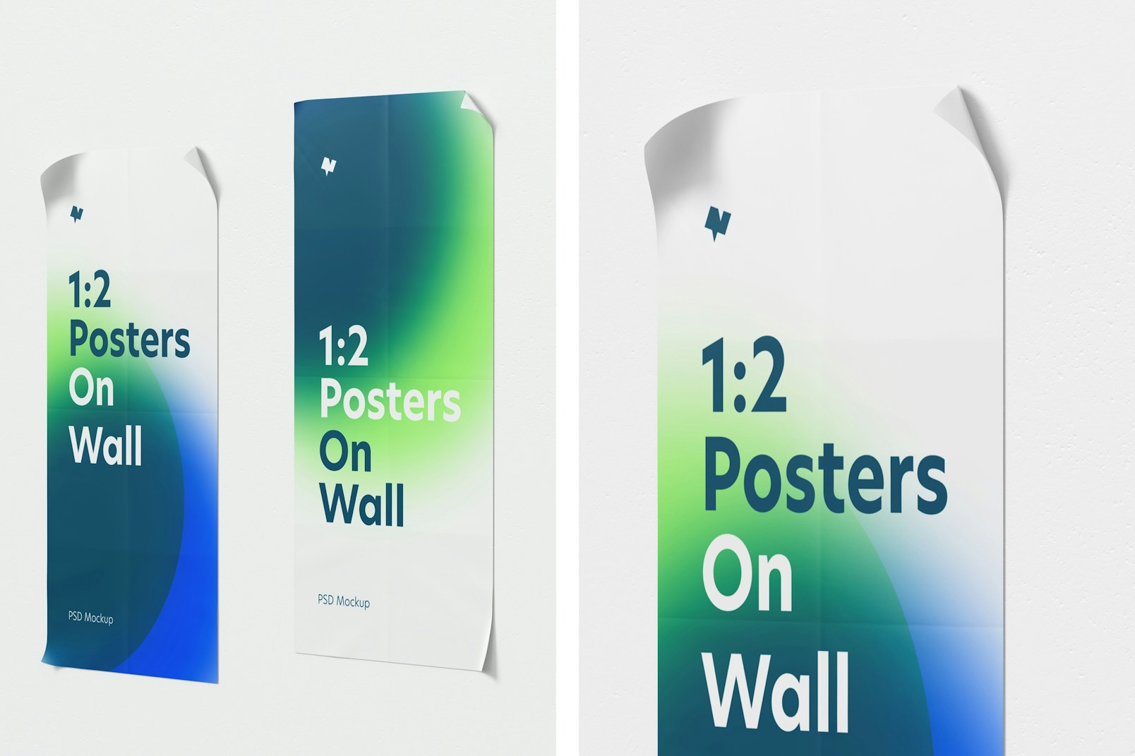 1:2 Poster on Wall Mockup, Right View