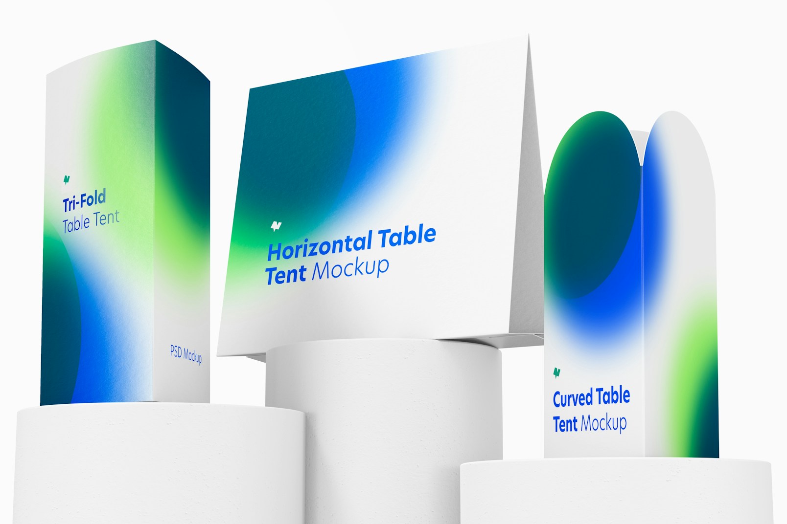 Table Tent Cards Scene Mockup, Low Angle View