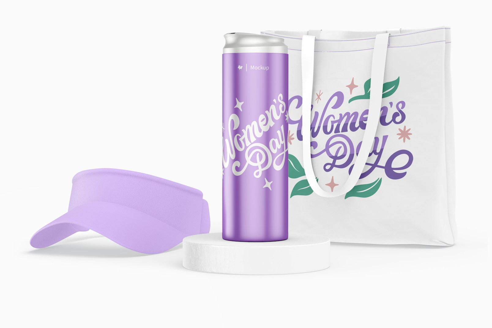 Woman Water Bottle Mockup, Front View
