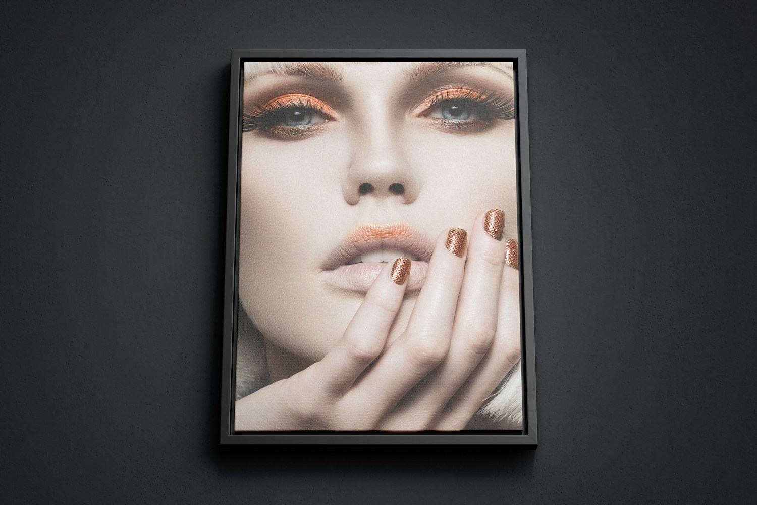 5:7 Portrait Canvas Mockup in Floater Frame, Bottom Front View