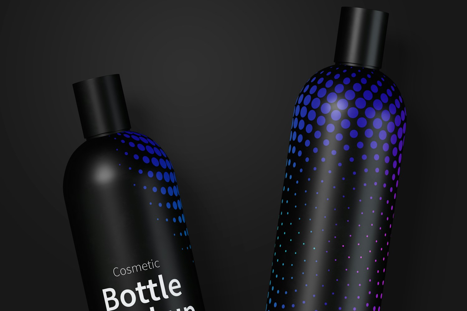 8 oz / 240 ml Cosmo Round Shape Cosmetic Bottles Mockup with Disc Cap in Front View