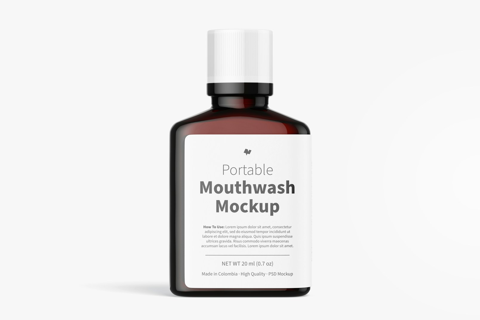 Portable Mouthwash with Label Mockup, Front View