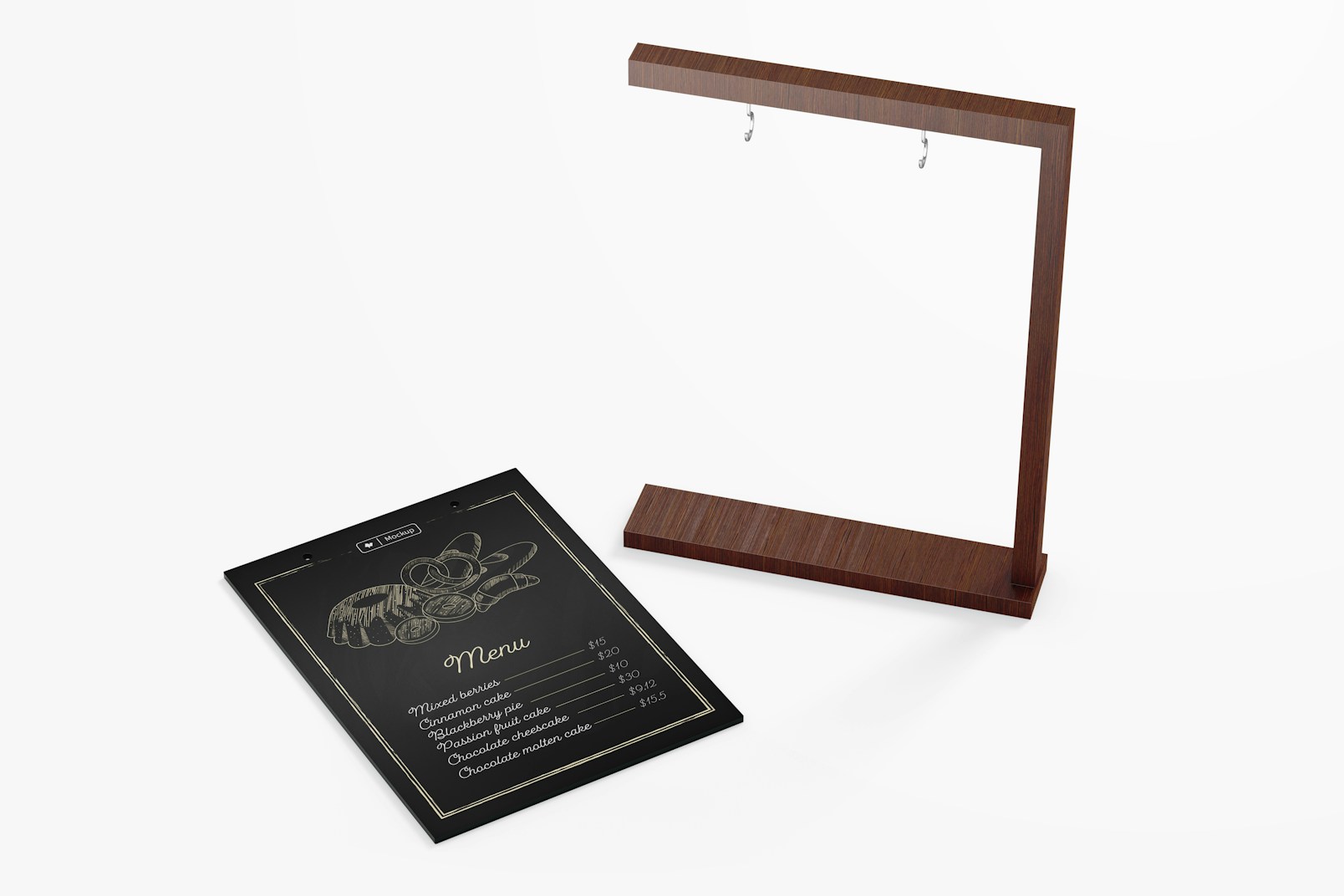 Tabletop Hanging Sign Mockup, Perspective