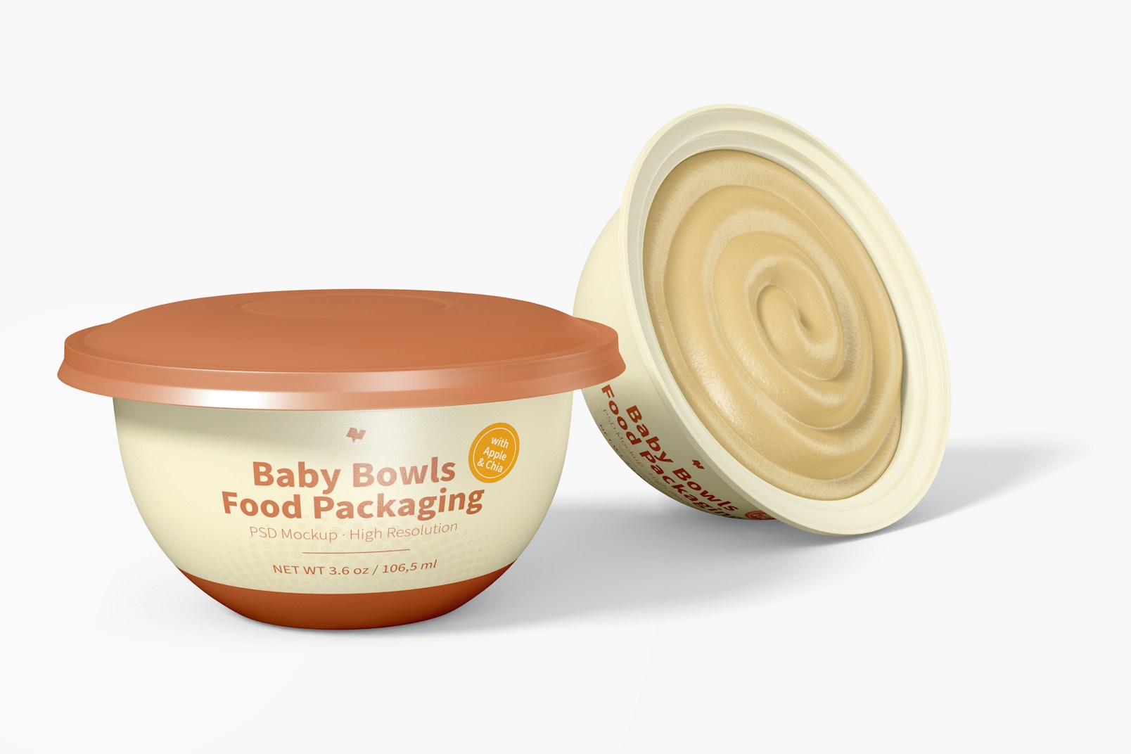 Baby Bowls Food Packaging Mockup