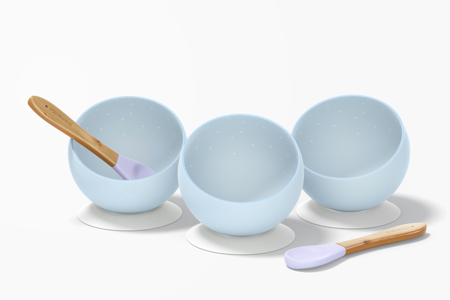 Silicone Baby Bowls Mockup, Front View