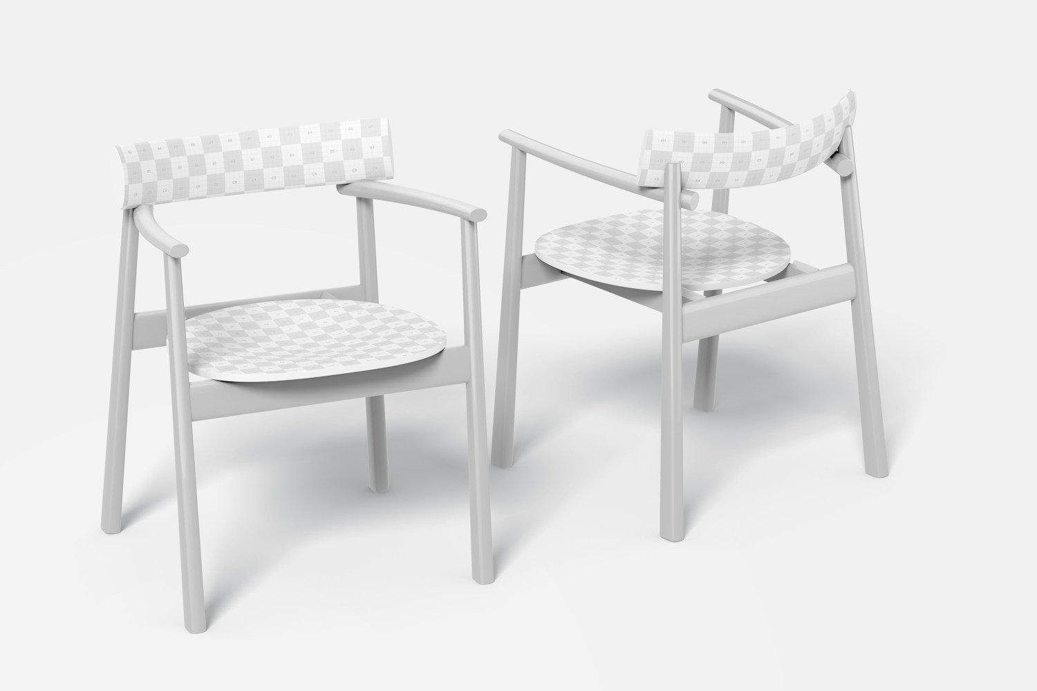 Chairs with Arm Mockup, Front and Back View