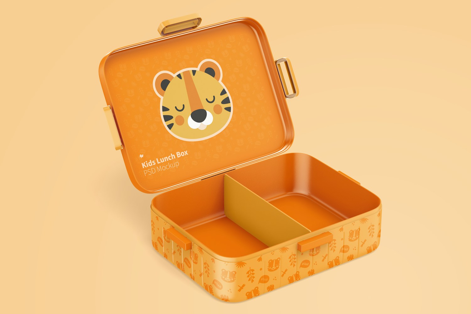 Kids Lunch Box Mockup, Opened Kids Lunch Box Mockup, Opened