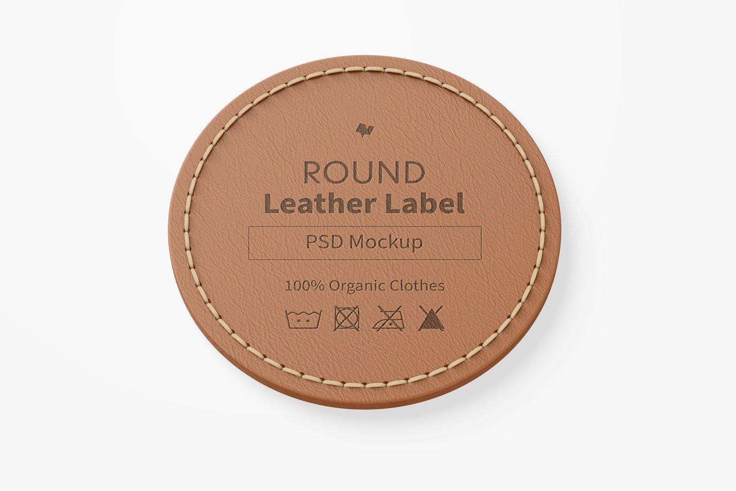 Round Leather Label Mockup, Top View