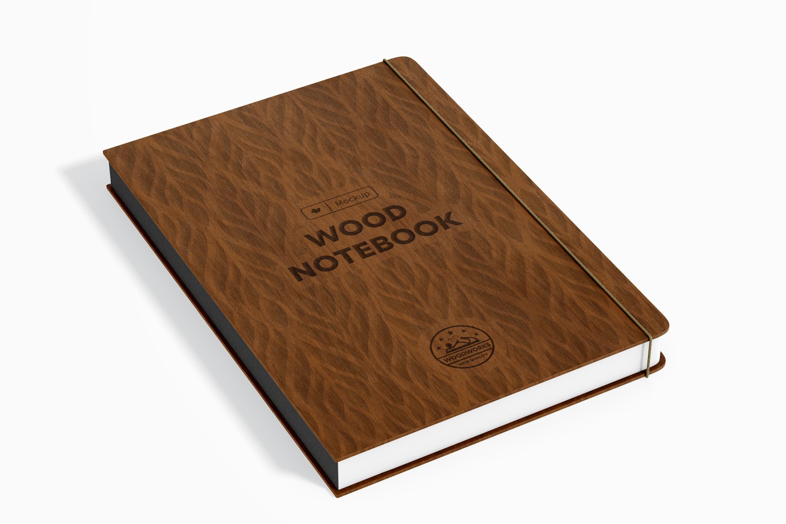Wood Notebook Mockup, Perspective