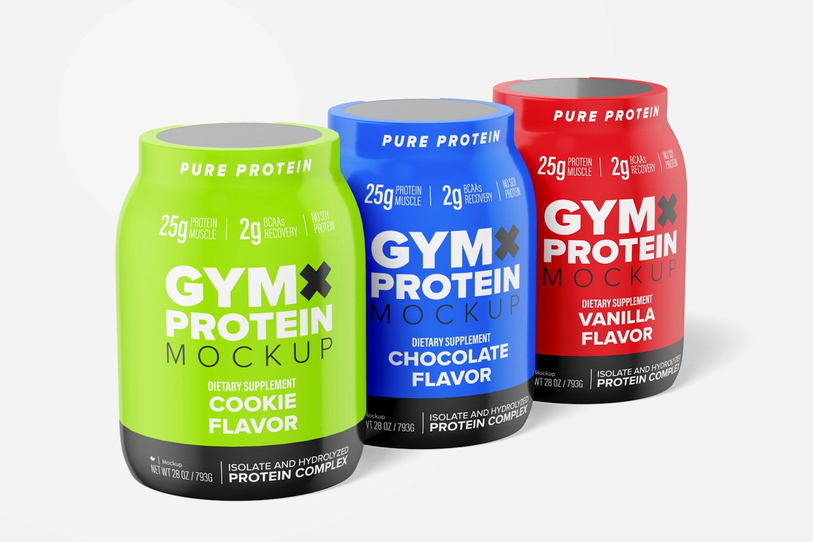 Protein Powder Containers with Label Mockup