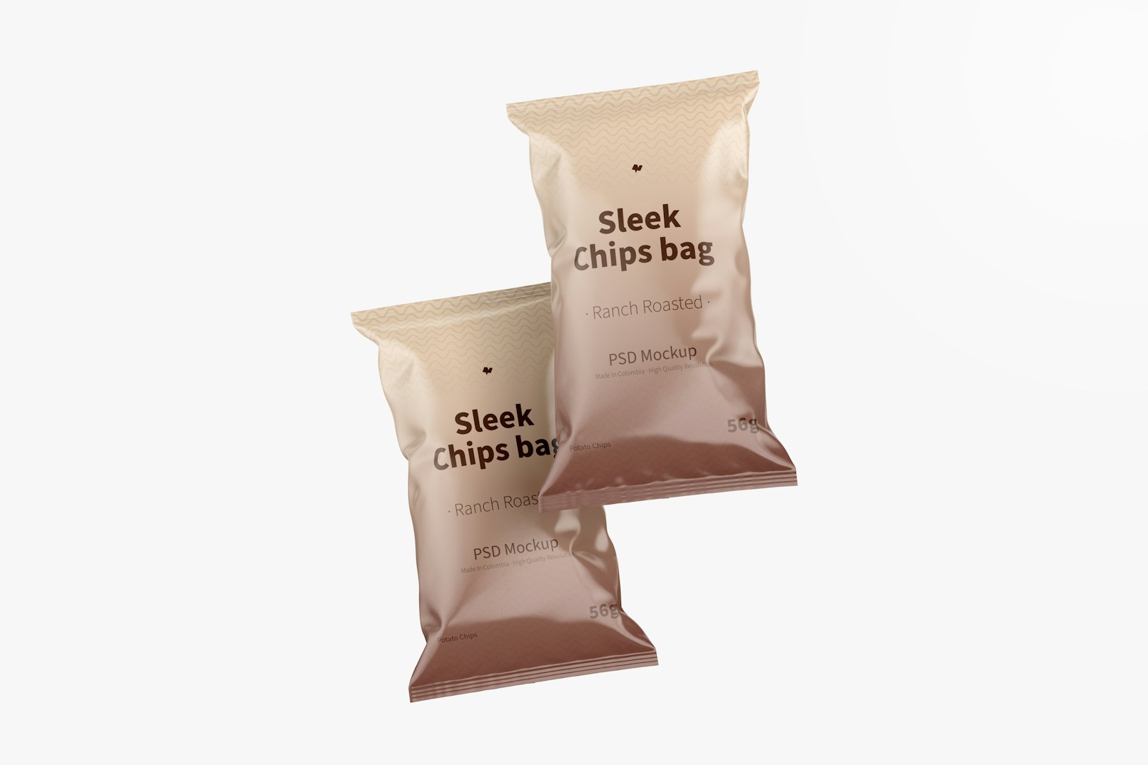 Sleek Chips Bags Mockup, Front View
