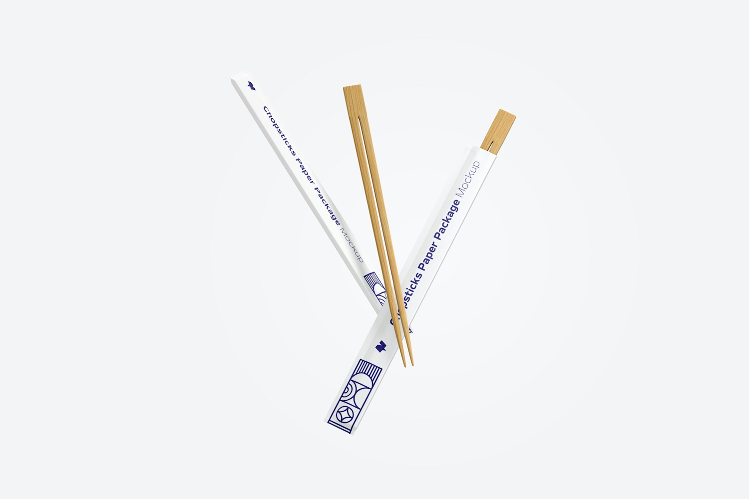 Chopsticks Paper Packages Mockup, Floating