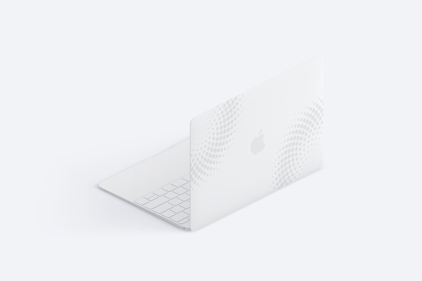 Clay MacBook Mockup, Isometric Back Right View