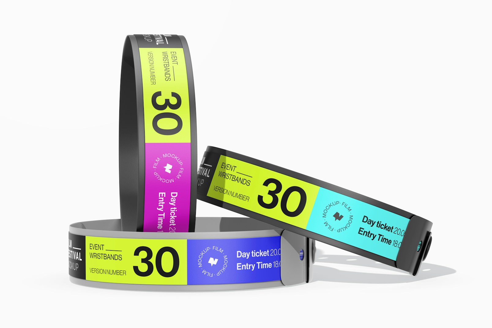 Event Wristbands Mockup, Perspective 02