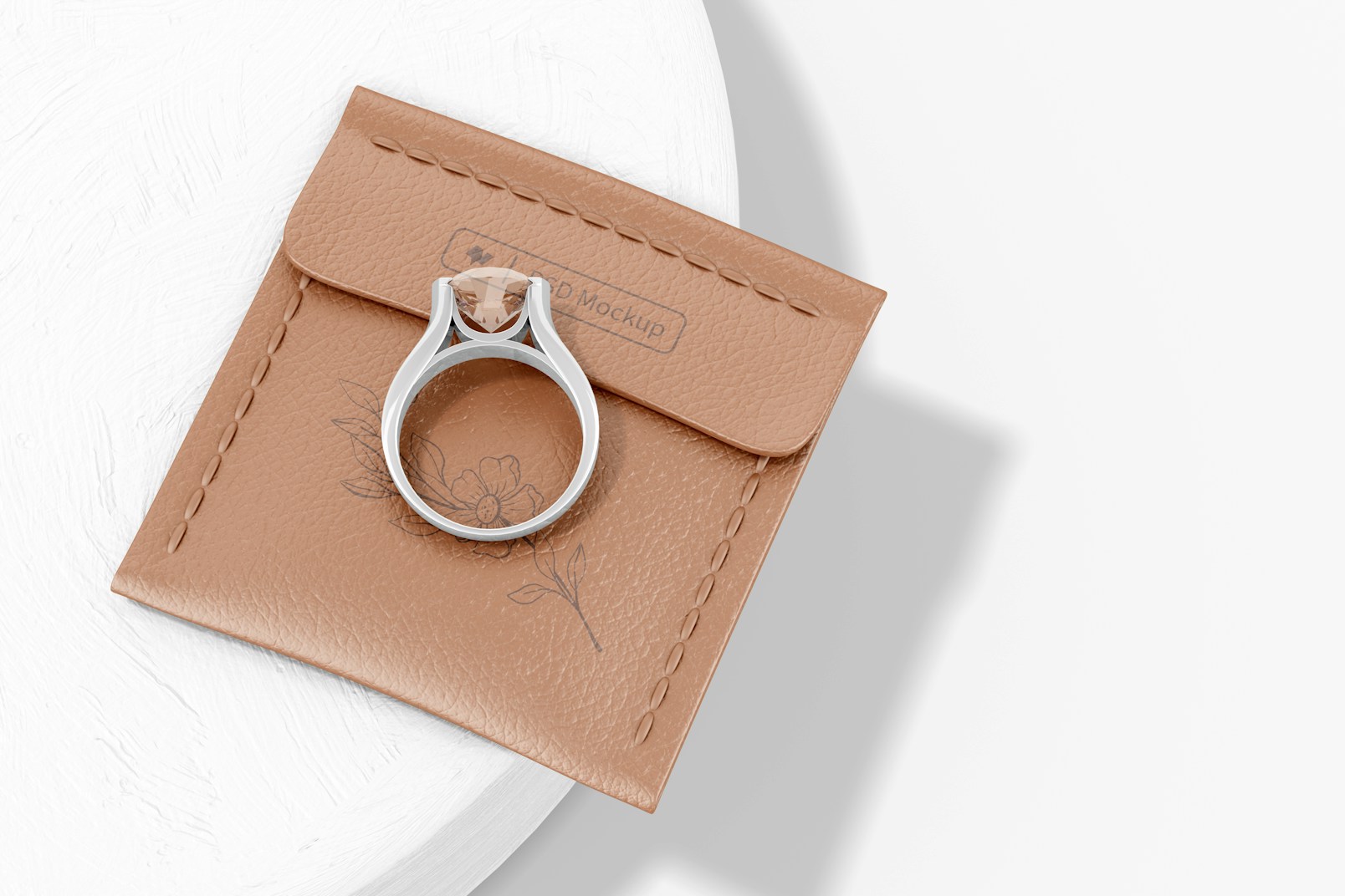 Leather Ring Case Mockup, Top View