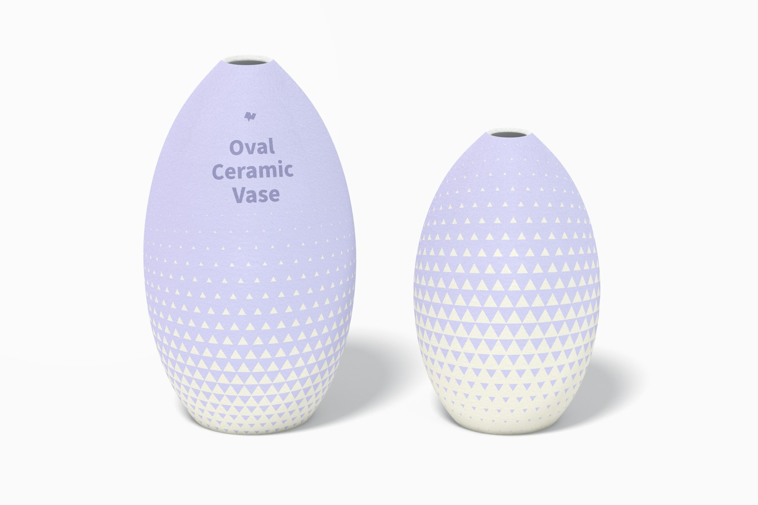 Oval Ceramic Vase Set Mockup, Front View Oval Ceramic Vase Set Mockup, Front View