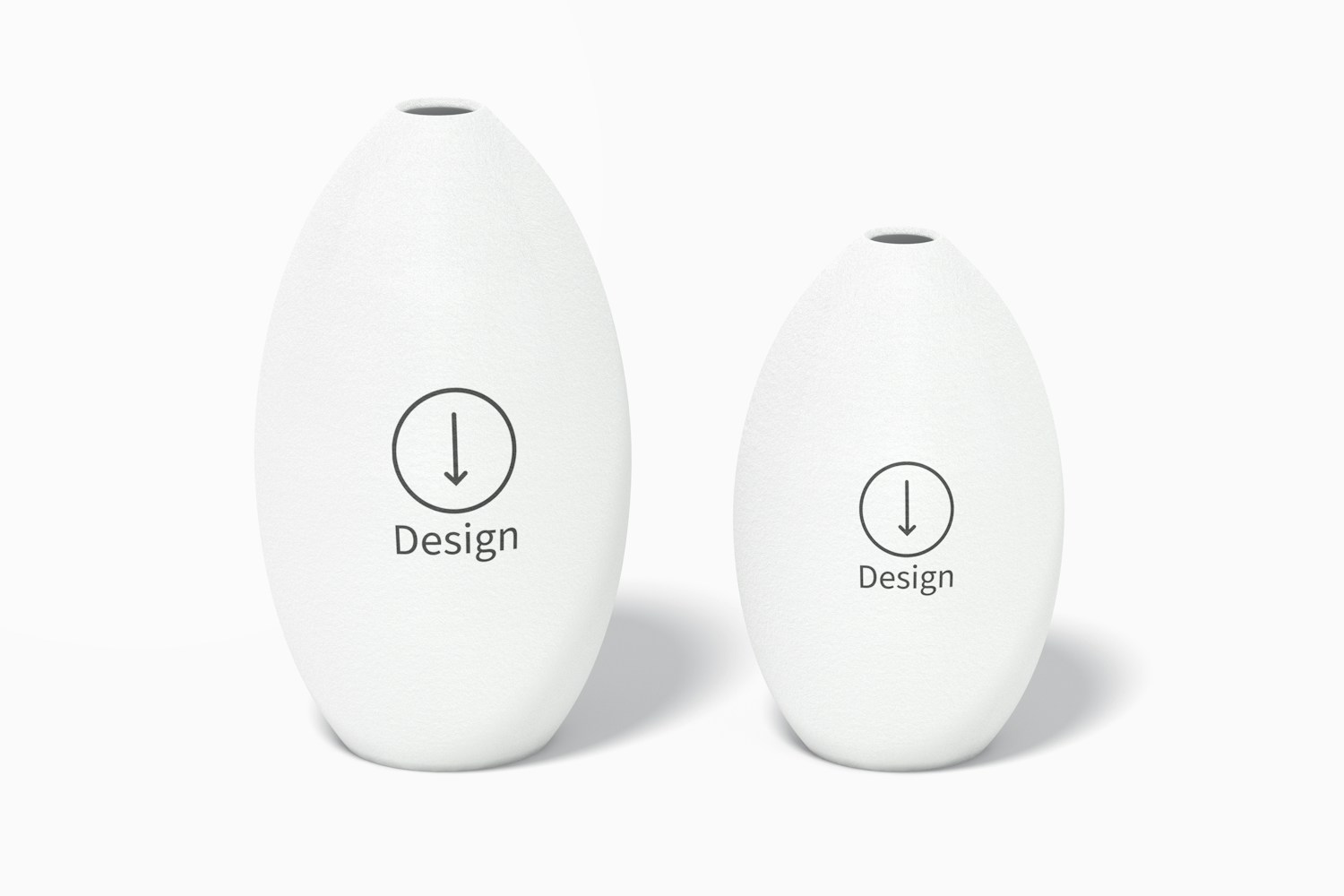 Oval Ceramic Vase Set Mockup, Front View Oval Ceramic Vase Set Mockup, Front View