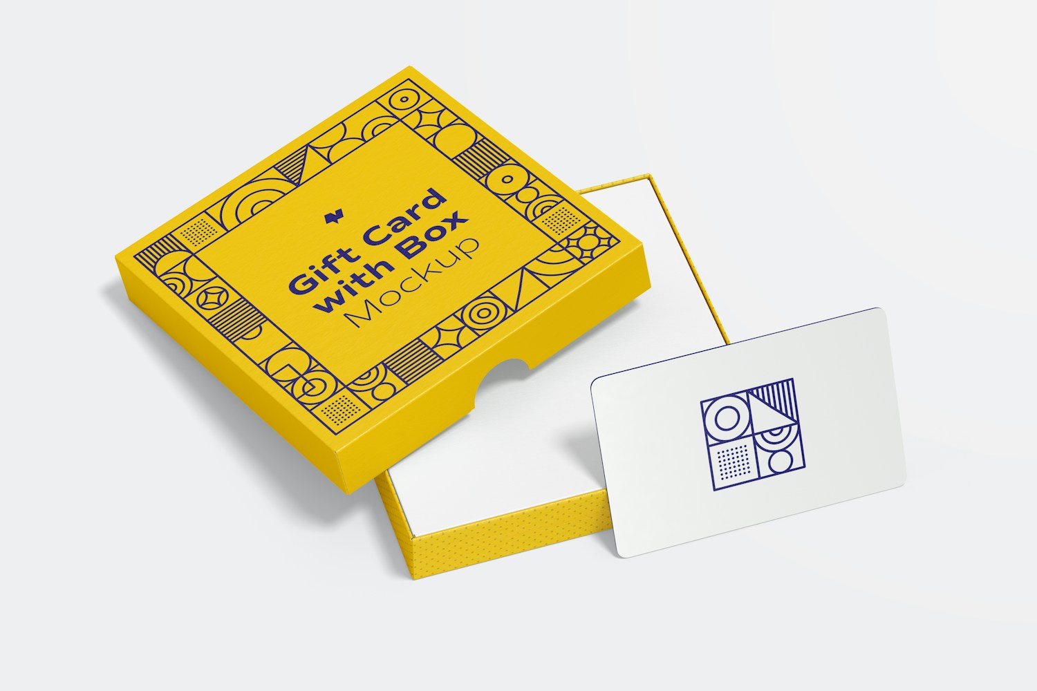 Gift Card with Box Mockup, Perspective