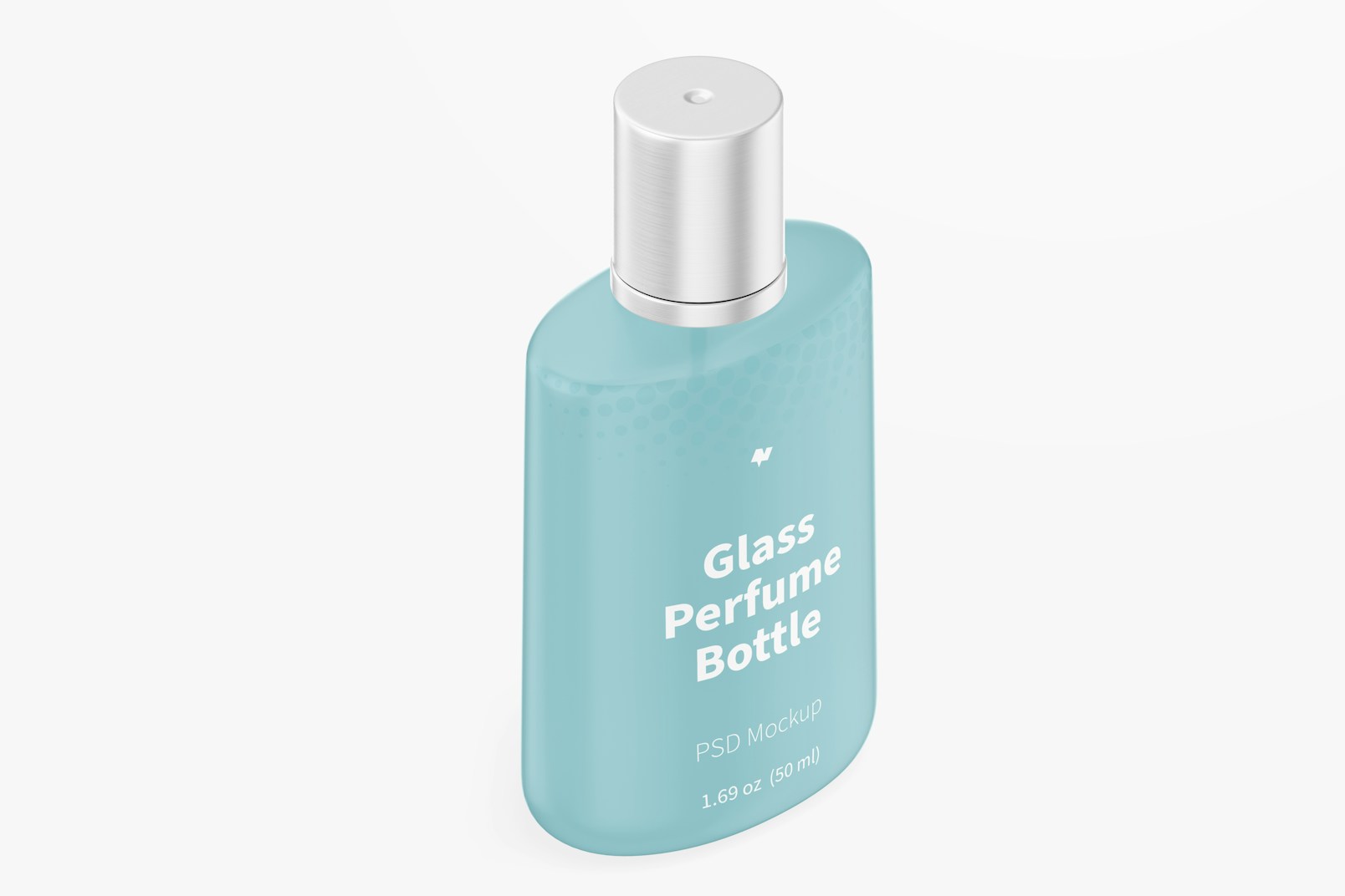 50 ml Glass Perfume Bottle Mockup, Isometric View