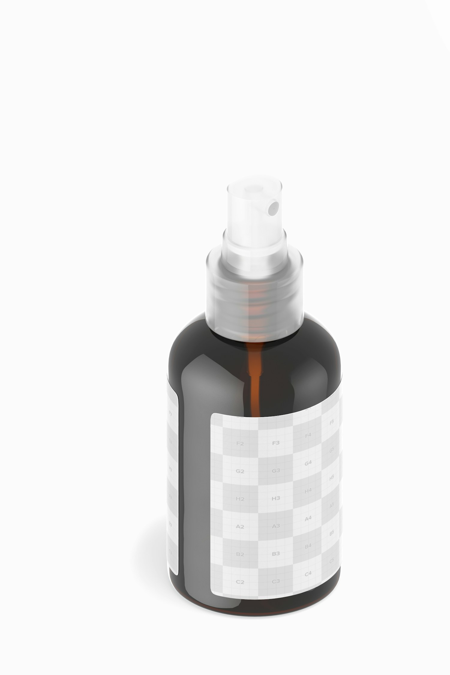 4.56 Oz Amber Spray Bottle Mockup, Isometric View