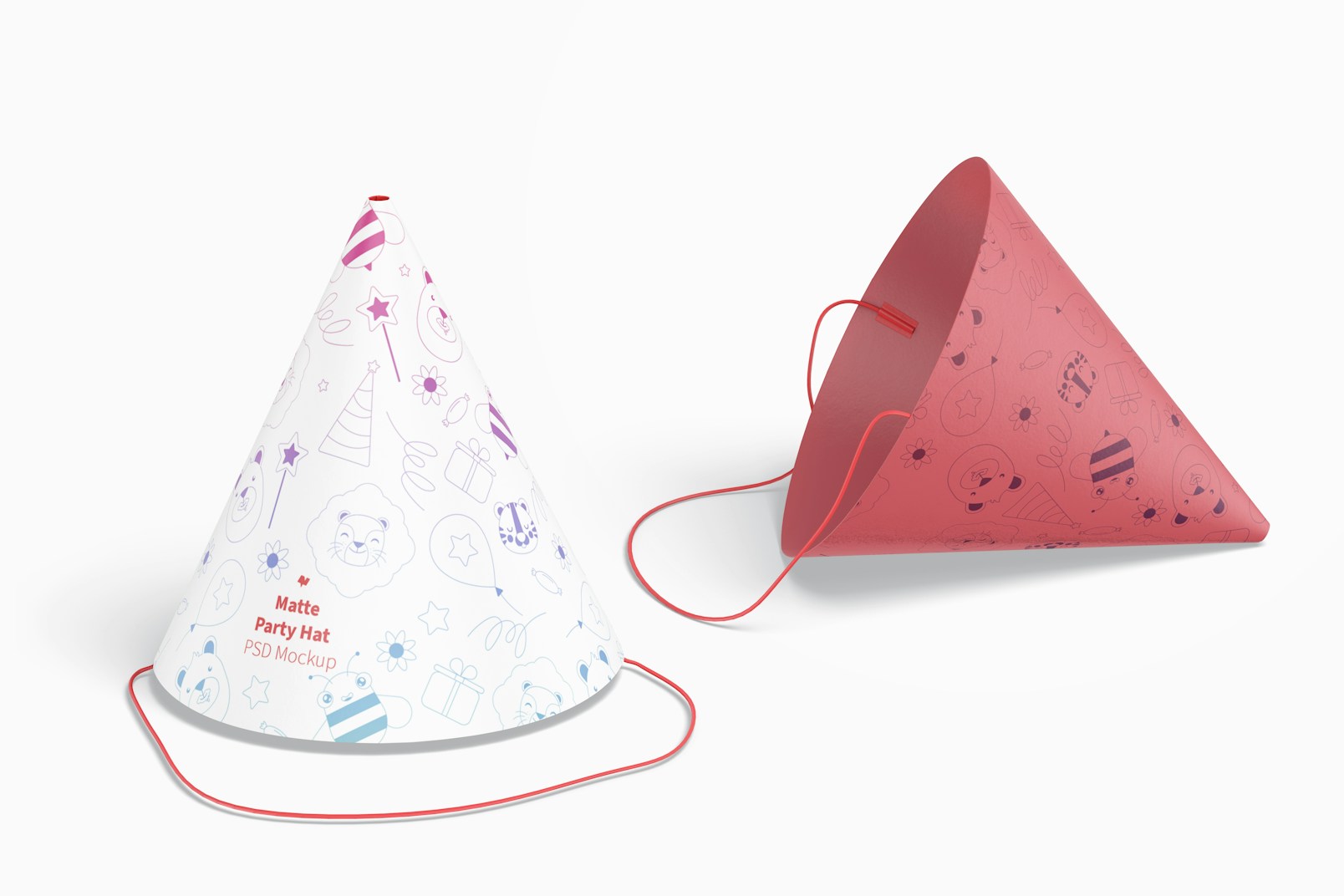 Matte Party Hat Mockup, Standing and Dropped